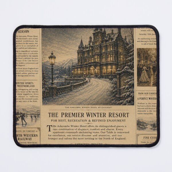 Item preview, Ashcombe Winter Hotel – Victorian Newspaper Advertisement designed and sold by GildedPagesCo.