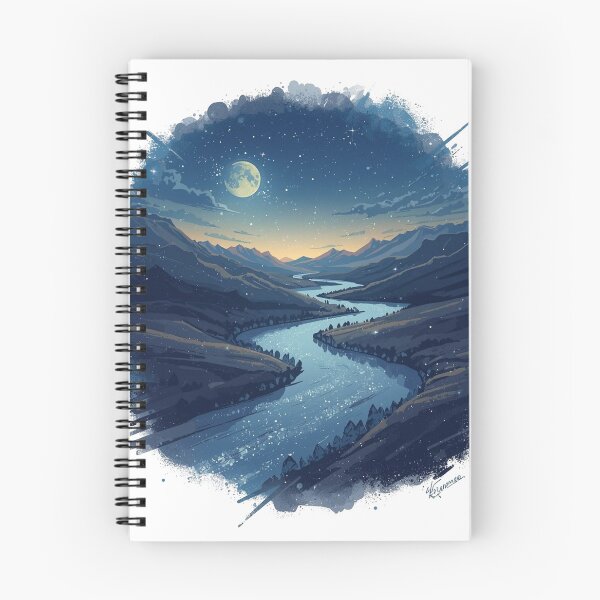 Item preview, Moonlit River of Stars Flowing Through a Cosmic Valley designed and sold by catcurio.