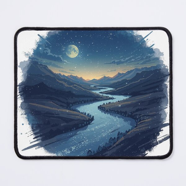 Item preview, Moonlit River of Stars Flowing Through a Cosmic Valley designed and sold by catcurio.