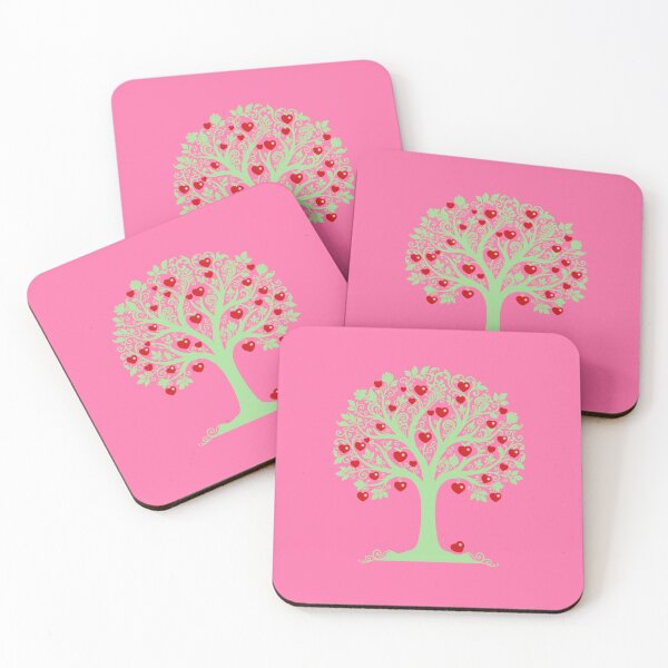Item preview, APPLE TREE OF LOVE, RED HEART APPLES, PRETTY LIME BOHO TREE SILHOUETTE, DECORATIVE NATURE ART designed and sold by classic car craze.