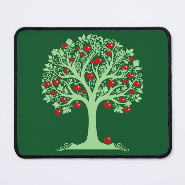 Item preview, APPLE TREE OF LOVE, RED HEART APPLES, PRETTY LIME BOHO TREE SILHOUETTE, DECORATIVE NATURE ART designed and sold by classic car craze.