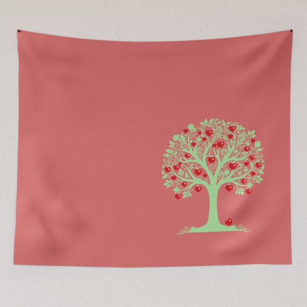 Item preview, APPLE TREE OF LOVE, RED HEART APPLES, PRETTY LIME BOHO TREE SILHOUETTE, DECORATIVE NATURE ART designed and sold by classic car craze.