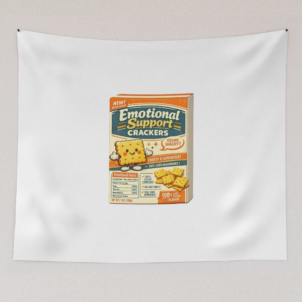 Item preview, Emotional Support Crackers Funny Retro Packaging Design designed and sold by Naviora.