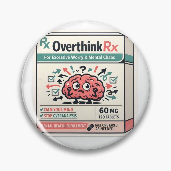 Item preview, OverthinkRx Funny Anxiety Parody Design designed and sold by Naviora.