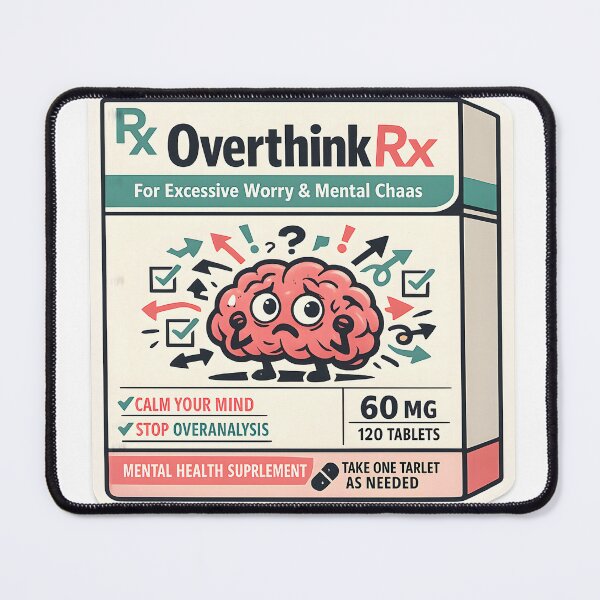 Item preview, OverthinkRx Funny Anxiety Parody Design designed and sold by Naviora.