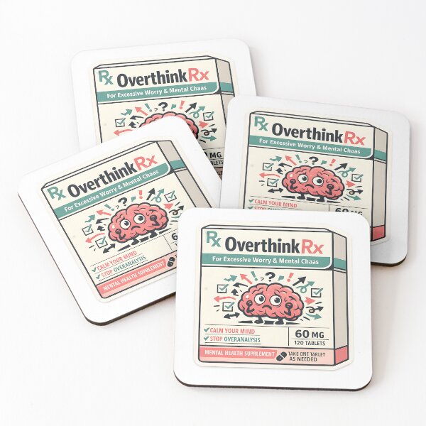 Item preview, OverthinkRx Funny Anxiety Parody Design designed and sold by Naviora.