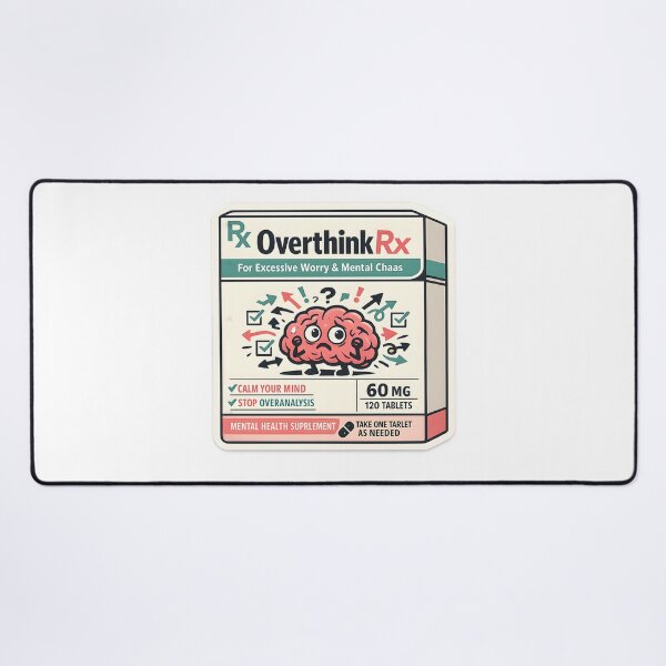 Item preview, OverthinkRx Funny Anxiety Parody Design designed and sold by Naviora.