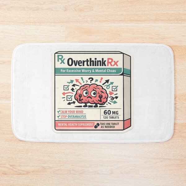 Item preview, OverthinkRx Funny Anxiety Parody Design designed and sold by Naviora.