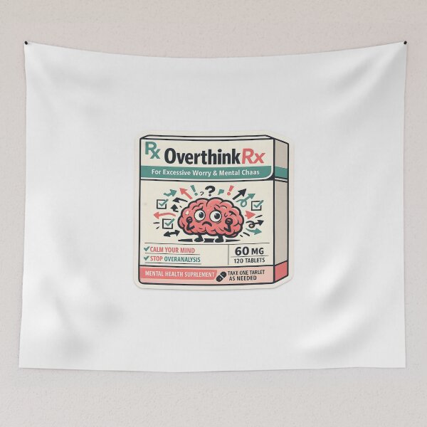 Item preview, OverthinkRx Funny Anxiety Parody Design designed and sold by Naviora.