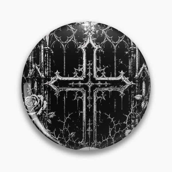 Item preview, Gothic Cathedral Cross Skull Crescent Moon Black Roses designed and sold by DarkOriginArts.