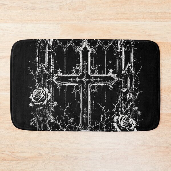 Item preview, Gothic Cathedral Cross Skull Crescent Moon Black Roses designed and sold by DarkOriginArts.