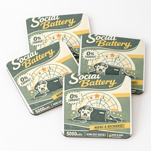Item preview, Social Battery Funny Retro Packaging Design designed and sold by Naviora.