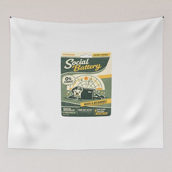 Item preview, Social Battery Funny Retro Packaging Design designed and sold by Naviora.