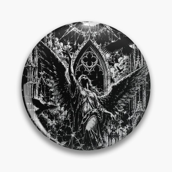 Item preview, Gothic Angel Fallen Statue Cathedral Skull Crescent Moon designed and sold by DarkOriginArts.