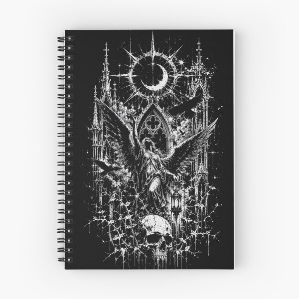 Item preview, Gothic Angel Fallen Statue Cathedral Skull Crescent Moon designed and sold by DarkOriginArts.