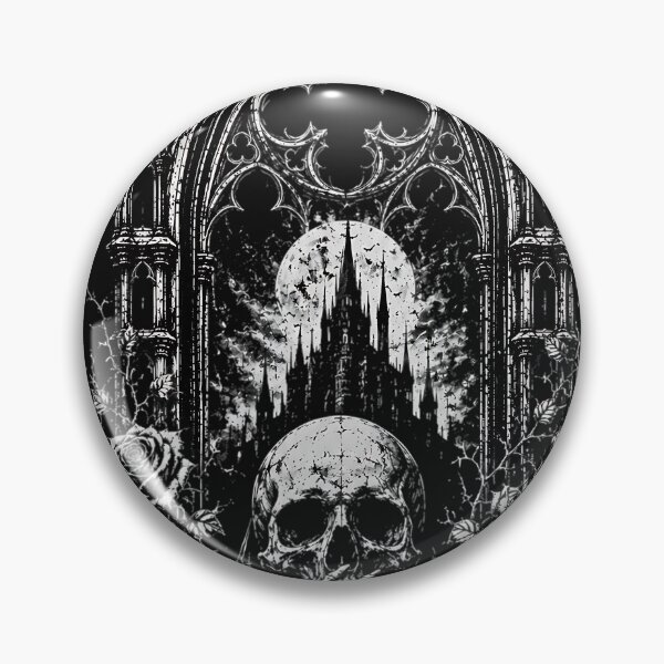 Item preview, Gothic Cathedral Arch Skull Skeleton Hand Black Roses designed and sold by DarkOriginArts.