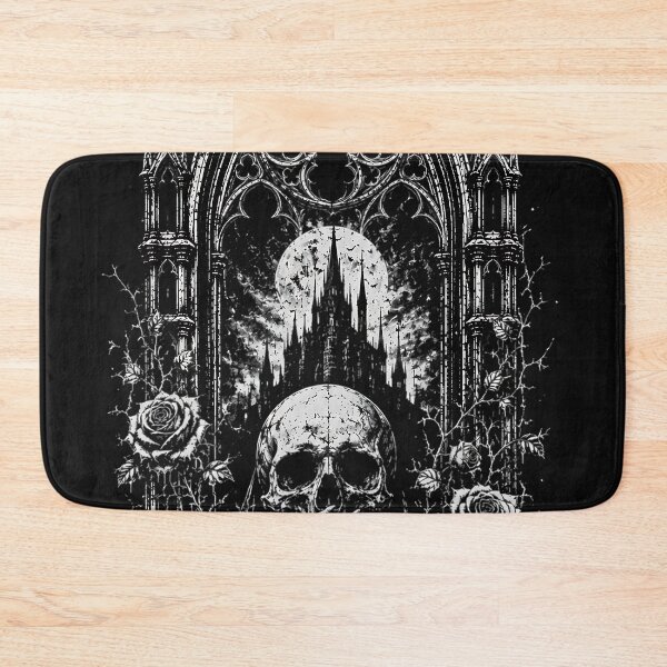 Item preview, Gothic Cathedral Arch Skull Skeleton Hand Black Roses designed and sold by DarkOriginArts.