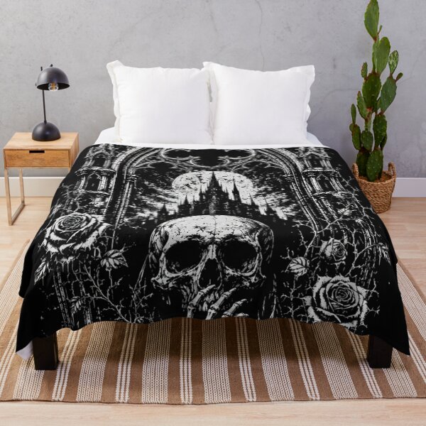 Item preview, Gothic Cathedral Arch Skull Skeleton Hand Black Roses designed and sold by DarkOriginArts.