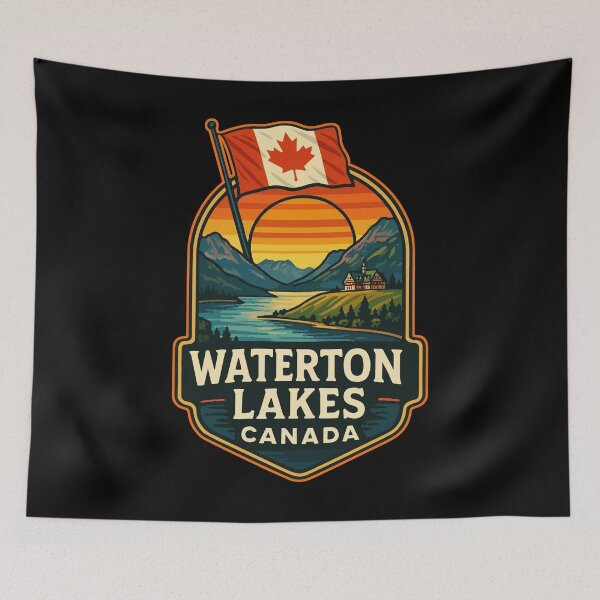 Item preview, Waterton Lakes National Park Canada Retro Travel designed and sold by TomFrontierArt.