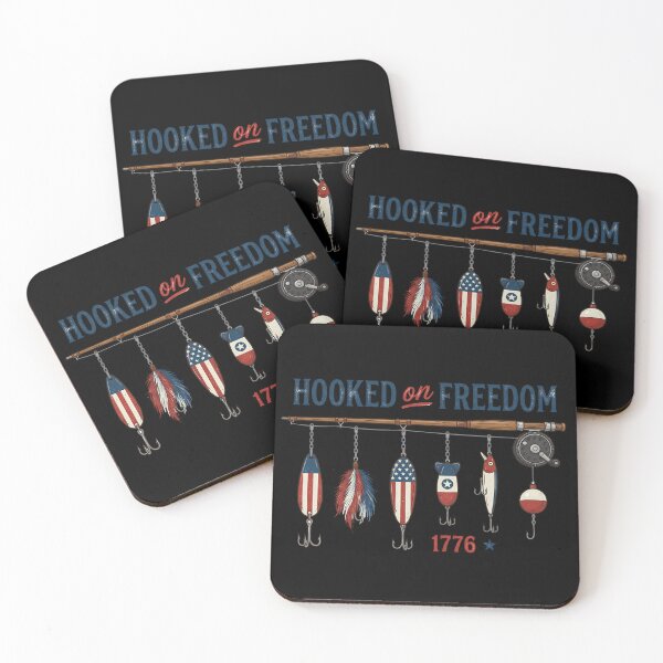 Item preview, Hooked on Freedom 1776 Patriotic Fishing Rod Vintage American Flag Angler Design designed and sold by Ladys-Gents.