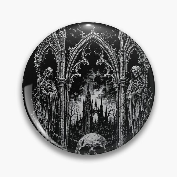 Item preview, Memento Mori Latin Quote Skeleton Statue Gothic Cathedral designed and sold by DarkOriginArts.