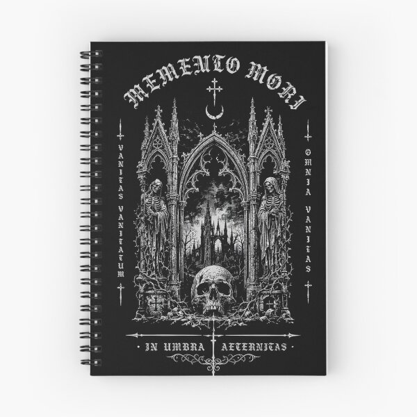 Item preview, Memento Mori Latin Quote Skeleton Statue Gothic Cathedral designed and sold by DarkOriginArts.