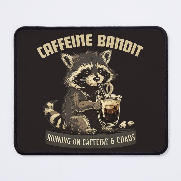 Item preview, Caffeine Bandit Raccoon Coffee Shirt – Running On Caffeine And Chaos Vintage Funny Espresso Animal Tee designed and sold by HOUSE OF TIST.