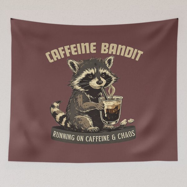 Item preview, Caffeine Bandit Raccoon Coffee Shirt – Running On Caffeine And Chaos Vintage Funny Espresso Animal Tee designed and sold by HOUSE OF TIST.