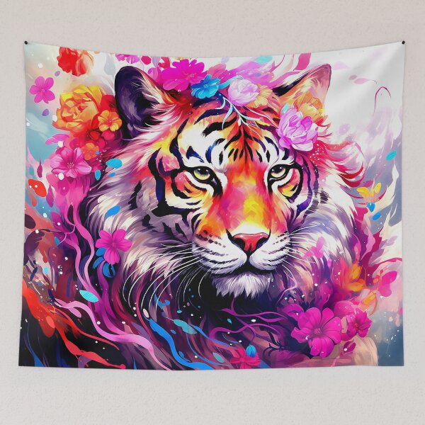 Item preview, Fantasy Tiger Nature-Inspired Colorful Floral Stylized Design  designed and sold by DEC02.