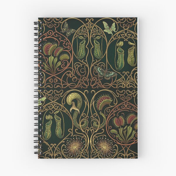 Item preview, Art Nouveau Carnivorous Plants Pattern – Dark Glasshouse Venus Flytrap Pitcher Plant Seamless Design designed and sold by SavinMercantile.