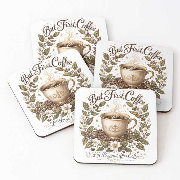 Item preview, But First Coffee — Life Begins After Coffee Botanical T-Shirt designed and sold by WornWildCo.