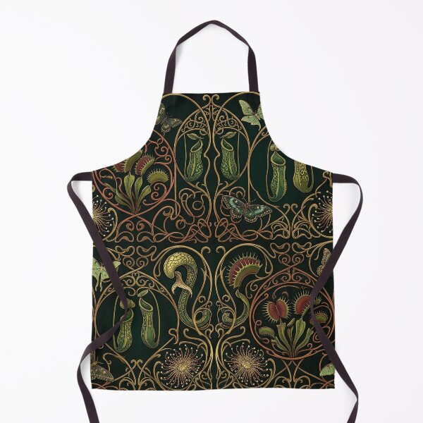 Item preview, Art Nouveau Carnivorous Plants Pattern – Dark Glasshouse Venus Flytrap Pitcher Plant Seamless Design designed and sold by SavinMercantile.