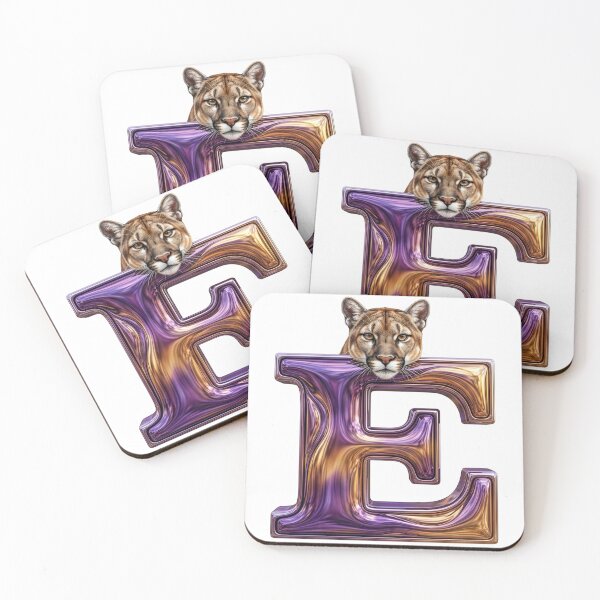 Item preview, Letter E Cougar Purple & Gold Swirl designed and sold by Rosy Images California.