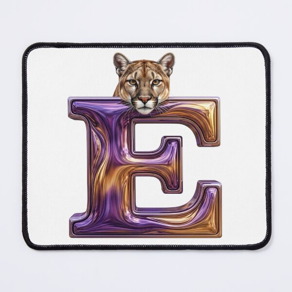 Item preview, Letter E Cougar Purple & Gold Swirl designed and sold by Rosy Images California.