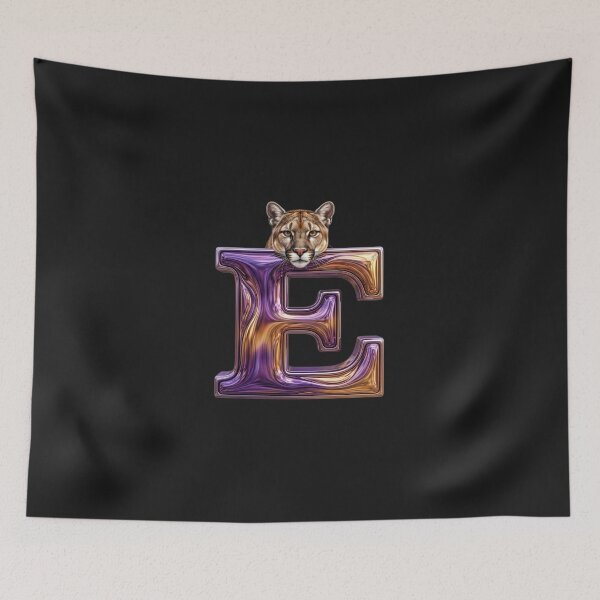 Item preview, Letter E Cougar Purple & Gold Swirl designed and sold by Rosy Images California.