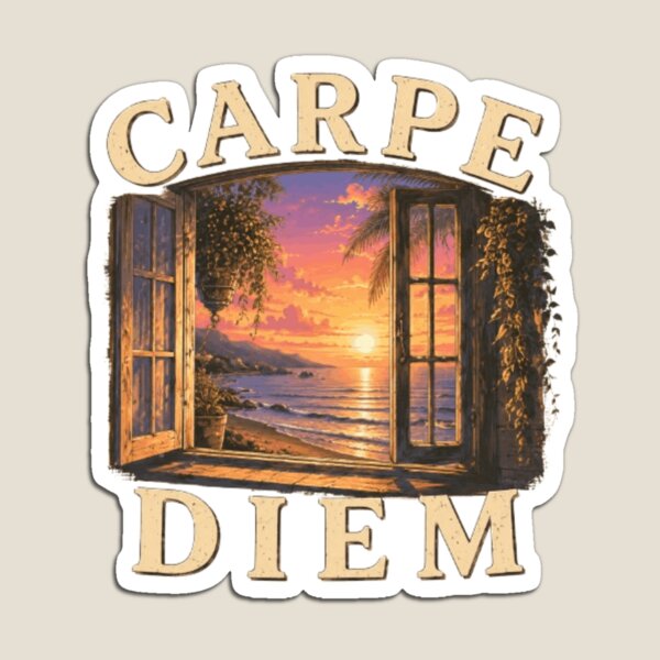Aperçu de l'œuvre Conception de fenêtre Carpe Diem Coucher de soleil côtier créée et vendue par MS-DesignArt.