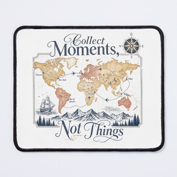 Item preview, Collect Moments Not Things — Vintage Travel Map T-Shirt designed and sold by WornWildCo.