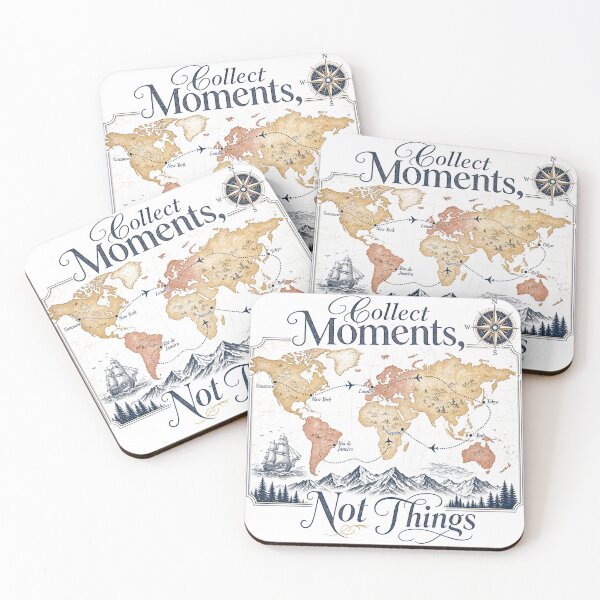 Item preview, Collect Moments Not Things — Vintage Travel Map T-Shirt designed and sold by WornWildCo.