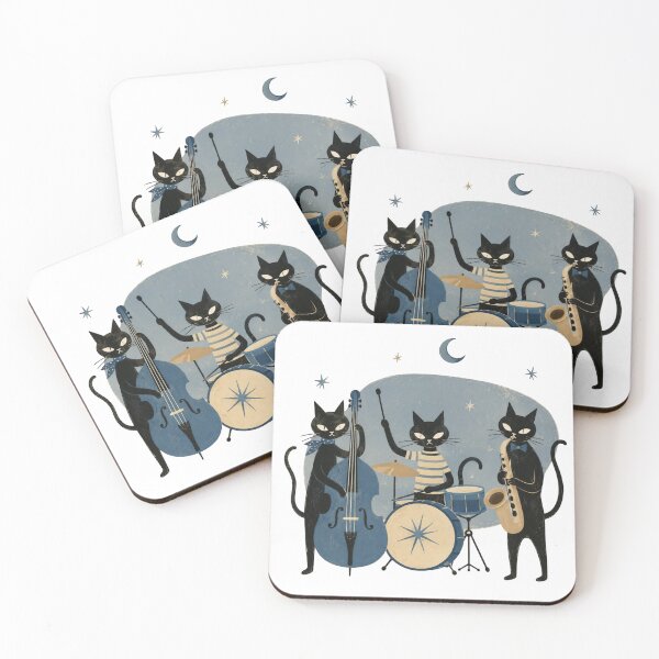 Item preview, The Mustachioed Ones of Jazz: A feline concert under the moon designed and sold by Opps-diseño.