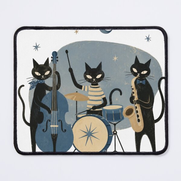 Item preview, The Mustachioed Ones of Jazz: A feline concert under the moon designed and sold by Opps-diseño.