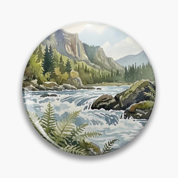 Item preview, River in a forest watercolor designed and sold by Mia's Menagerie.