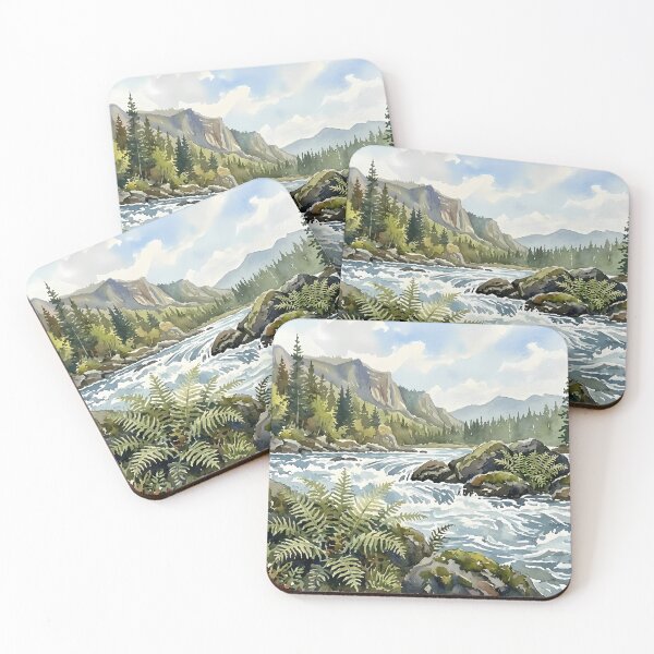 Item preview, River in a forest watercolor designed and sold by Mia's Menagerie.
