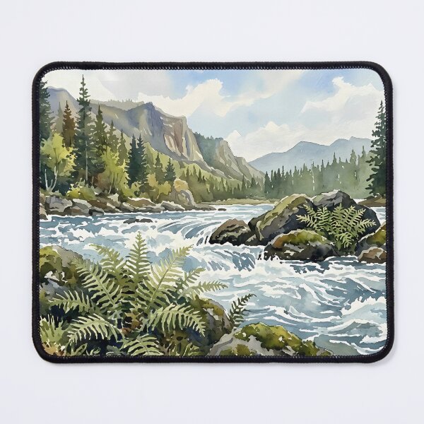 Item preview, River in a forest watercolor designed and sold by Mia's Menagerie.