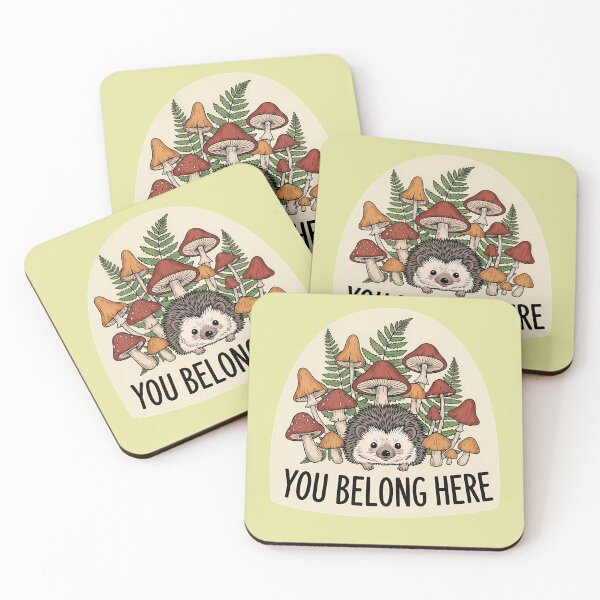 Item preview, You Belong Here Cute Hedgehog Mushrooms designed and sold by ArtdesignsA.
