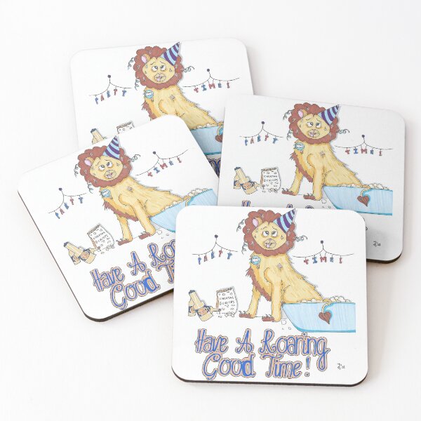 Item preview, A Roaring Good Time - Hand-drawn Party Lion designed and sold by AJPrettyObscene.