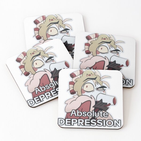 Item preview, Hazbin Hotel Lucifer Absolute Depression Meme Sticker designed and sold by StudioIzmir.