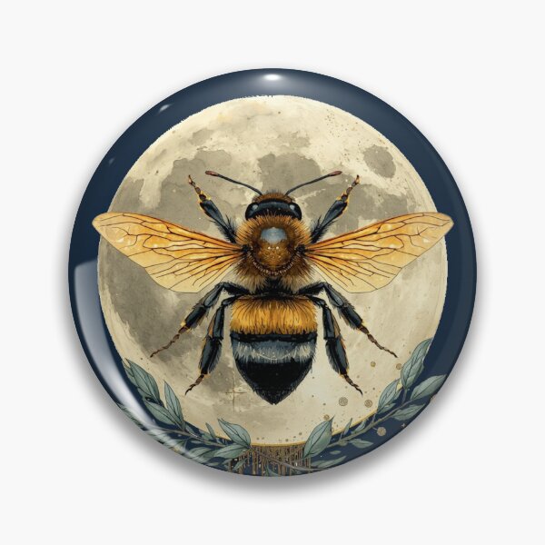 Item preview, Celestial Bee Moon Watercolor | Mystical Lunar Nature Art designed and sold by Biedroneczka.