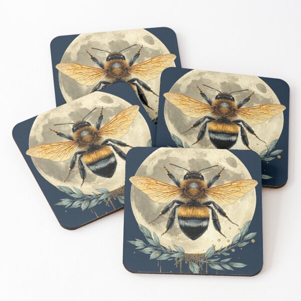 Item preview, Celestial Bee Moon Watercolor | Mystical Lunar Nature Art designed and sold by Biedroneczka.