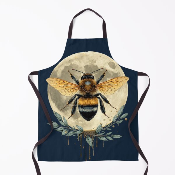 Item preview, Celestial Bee Moon Watercolor | Mystical Lunar Nature Art designed and sold by Biedroneczka.