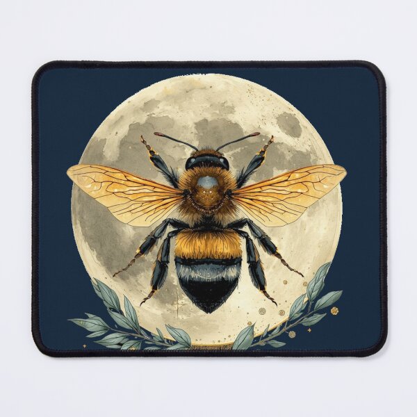 Item preview, Celestial Bee Moon Watercolor | Mystical Lunar Nature Art designed and sold by Biedroneczka.